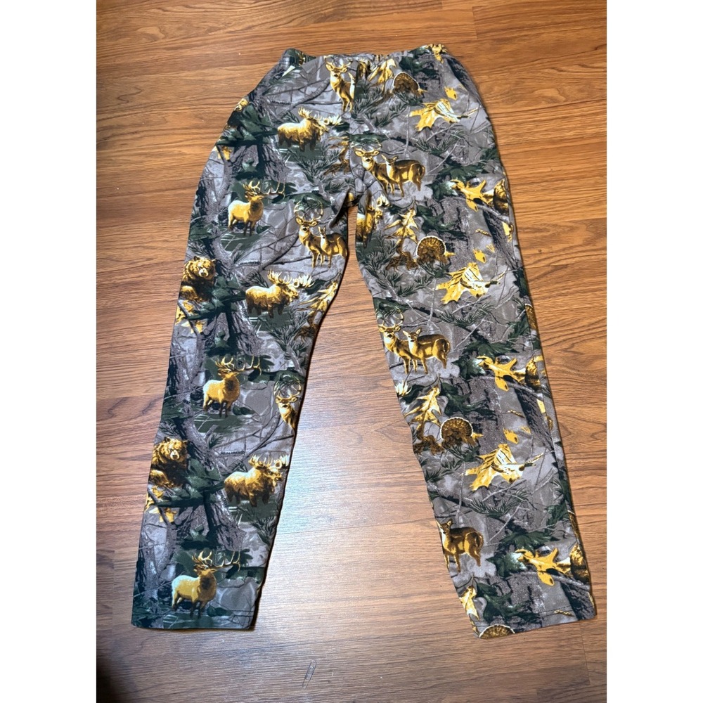 North 15 Fleece Lounge Pants Kids 10/12 Brown Camo Good Wildlife Print RN63525 - Picture 3 of 6